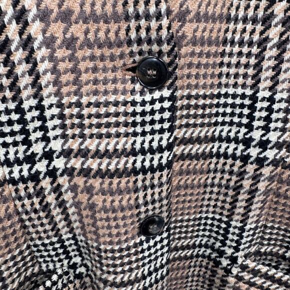 Vintage 80s Erreuno Long Blazer Jacket Womens 42 Brown Plaid Wool Lined Pockets - Picture 5 of 11